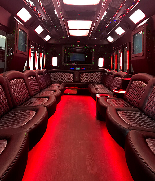 Limo bus with comfortable chairs
