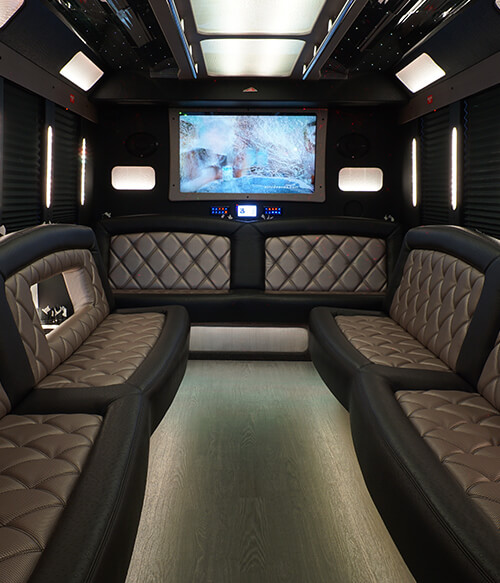 limo bus with leather seats